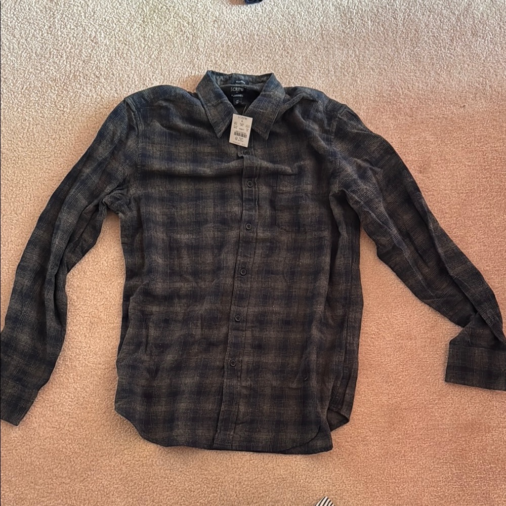 NWT J. Crew Black Plaid Shirt